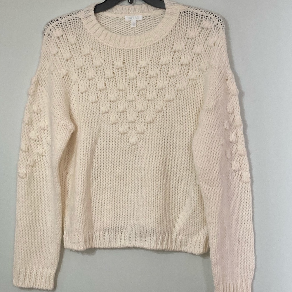 Abound Women Textured Crew Neck Sweater Ivory  L